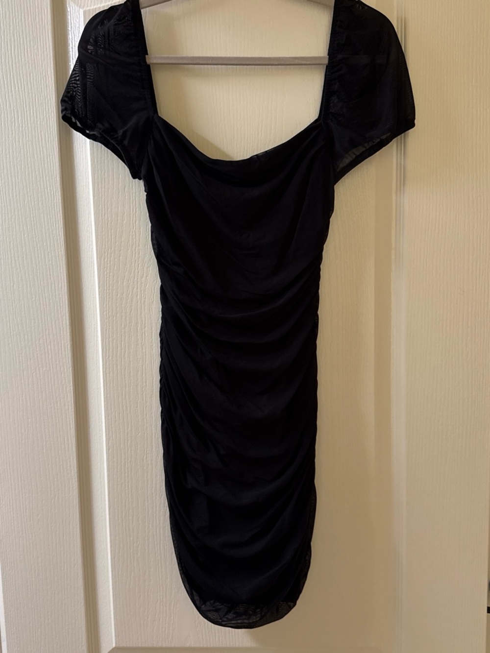 Princess Polly Black Ruched Square-Neck Mini Dress